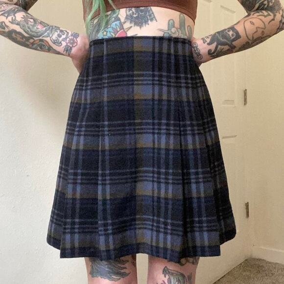 Ann Taylor Dresses & Skirts - Ann Taylor Womens Skirt 10 Blue Tartan Wool Schoolgirl Y2K Grunge Clueless